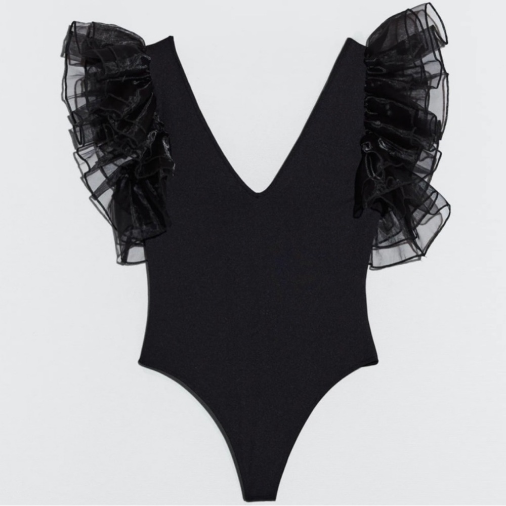 Zara Organza ruffle sleeve bodysuit-NWT